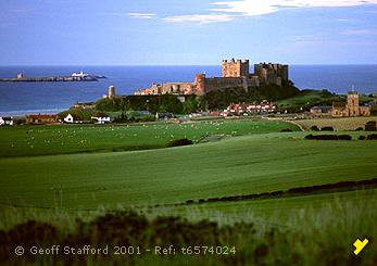 Bamburgh as seen from the  road from Budle Bay