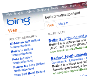 NNOuk.com ranked number one on Bing for a search for Belford