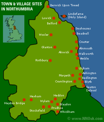 Town and village sites in Northumbria
