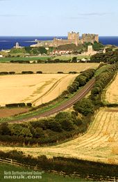 Bamburgh castle and village