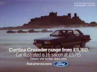 Ford Cortina 'Crusader' ad at Bamburgh